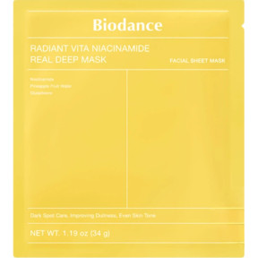 Гидрогелевая маска Biodance Radiant Vita Niacinamide Real Deep Mask с ниацинамидом и ананасовой водой, 1 шт